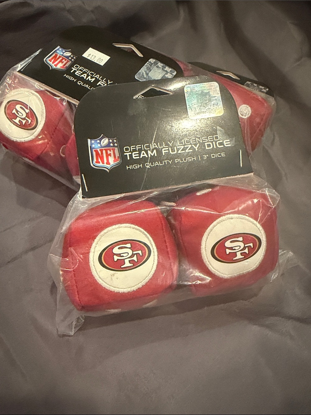NFL San Francisco 49ers Red and White Fuzzy Dice - Team Logo each set $13